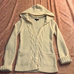 Cream Cardigan; Hooded